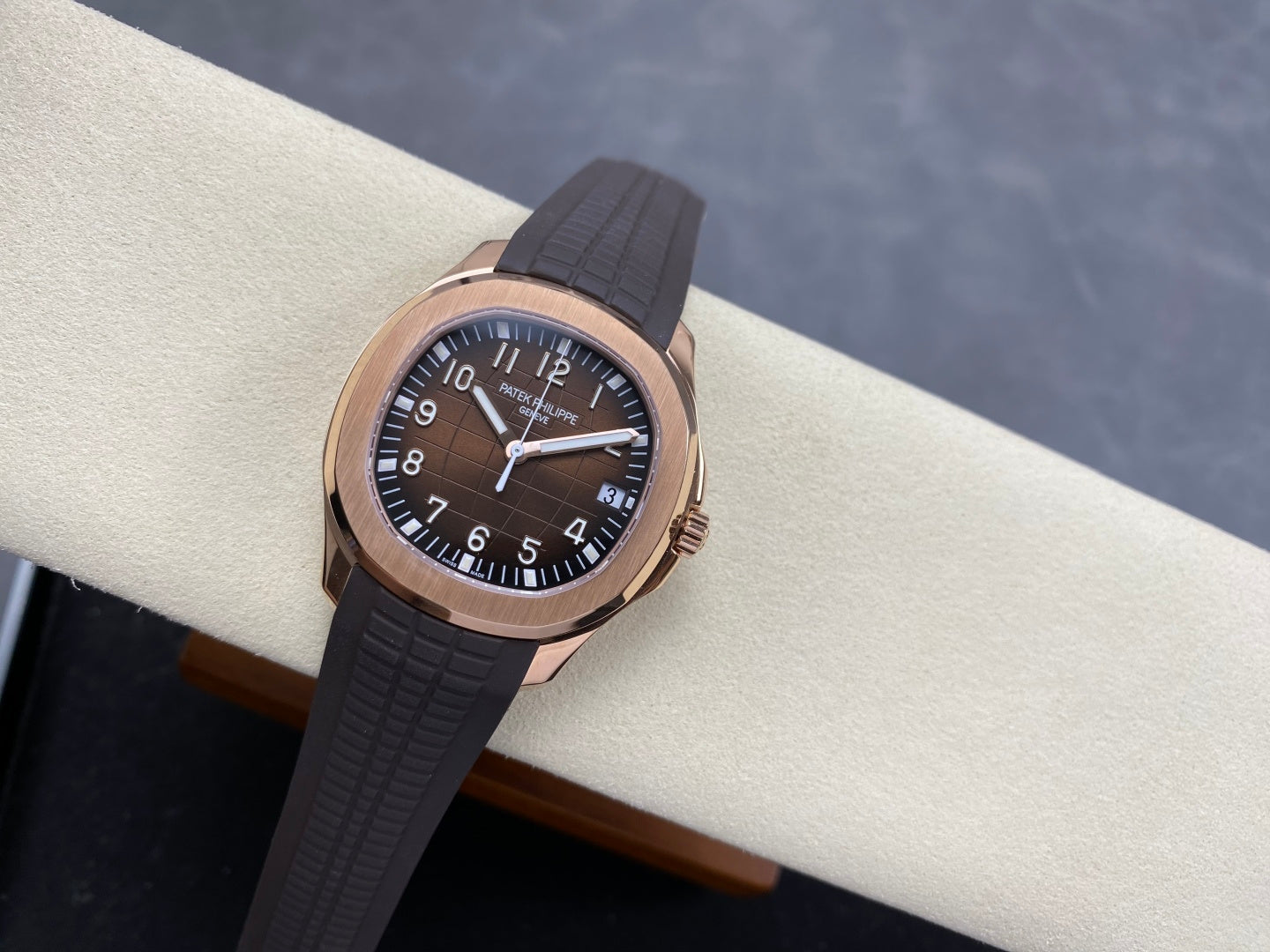 Aquanaut 5167 RG DDF 1:1 Best Edition Brown Dial On Brown Rubber Strap Super Clone DD330 (Gain Weight)