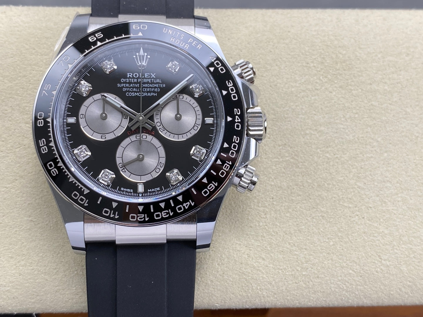 Daytona 126519 ARF 1:1 Best Edition Black/Silver Diamonds Dial on Oysterflex Strap DD4131 (Weighted)