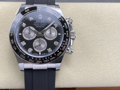 Daytona 126519 ARF 1:1 Best Edition Black/Silver Diamonds Dial on Oysterflex Strap DD4131 (Weighted)