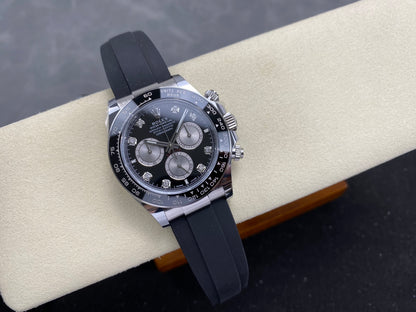 Daytona 126519 ARF 1:1 Best Edition Black/Silver Diamonds Dial on Oysterflex Strap DD4131 (Weighted)