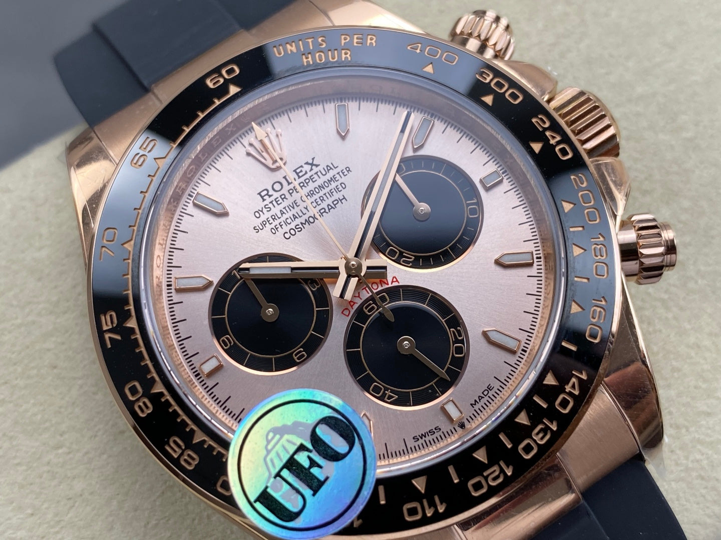 Daytona 126515 UFO 1:1 Best Edition RG/Black Dial on Oysterflex Strap UF4131 (Free Sprung)