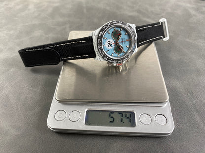 Daytona DIW Porsche 911 S/T White Carbon SONIC 1:1 Best Edition Blue Dial on Black Nylon Strap SA4130