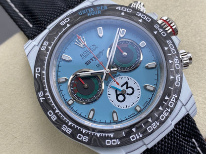Daytona DIW Porsche 911 S/T White Carbon SONIC 1:1 Best Edition Blue Dial on Black Nylon Strap SA4130