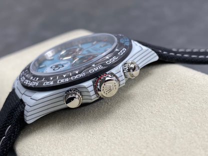 Daytona DIW Porsche 911 S/T White Carbon SONIC 1:1 Best Edition Blue Dial on Black Nylon Strap SA4130