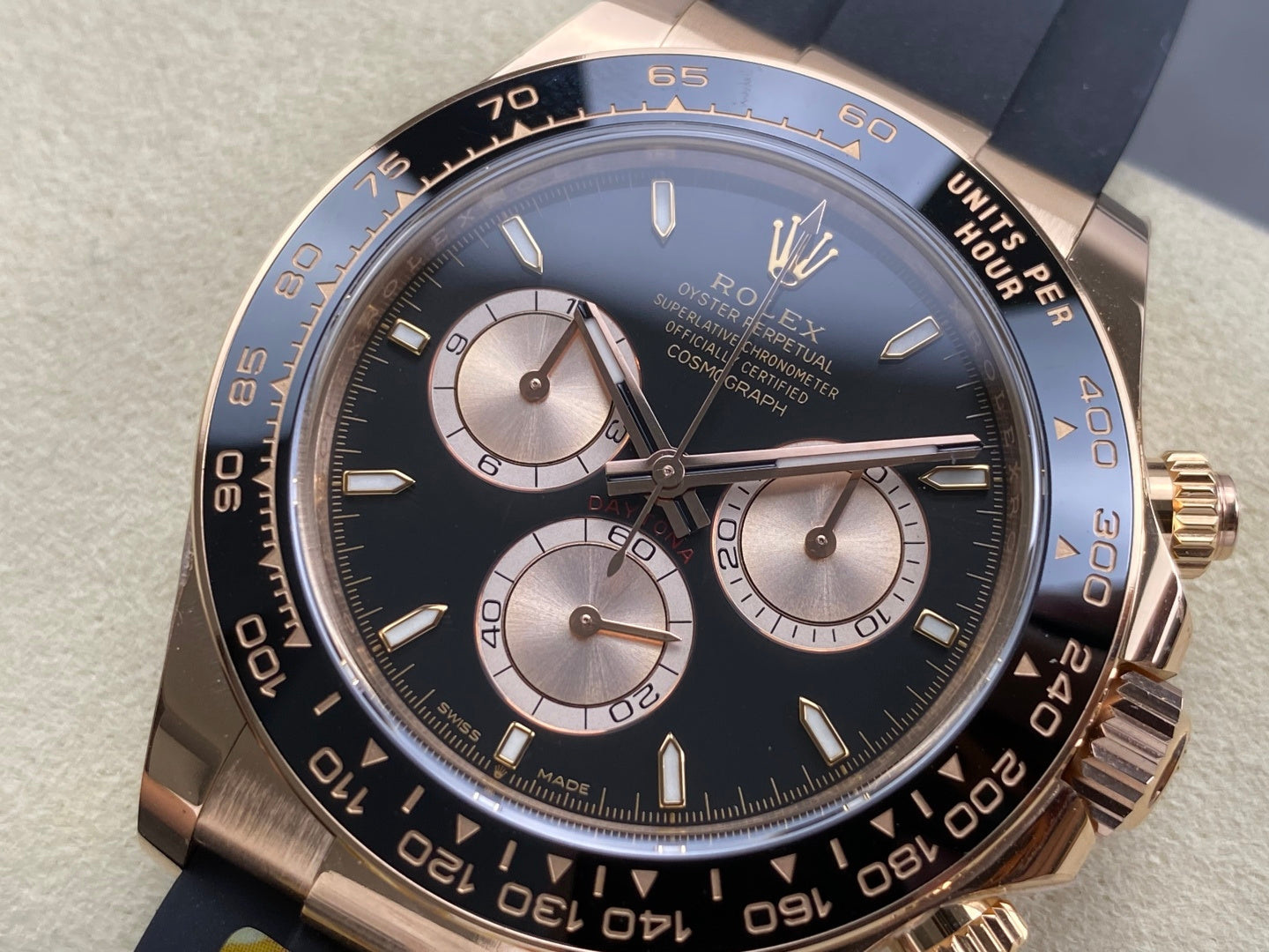 Daytona 126515 ARF 1:1 Best Edition Black/RG Stick Dial on Oysterflex Strap DD4131 (Weighted)