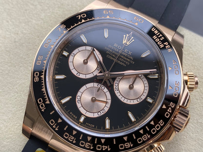 Daytona 126515 ARF 1:1 Best Edition Black/RG Stick Dial on Oysterflex Strap DD4131 (Weighted)