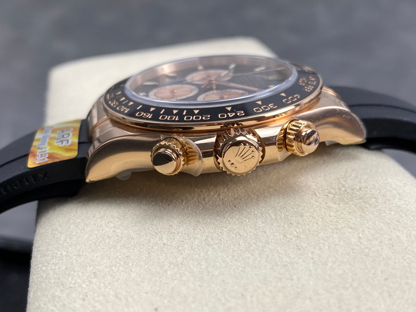 Daytona 126515 ARF 1:1 Best Edition Black/RG Stick Dial on Oysterflex Strap DD4131 (Weighted)