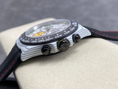 Daytona DIW Ferrari White Carbon SONIC 1:1 Best Edition White Dial on Black Nylon Strap SA4130
