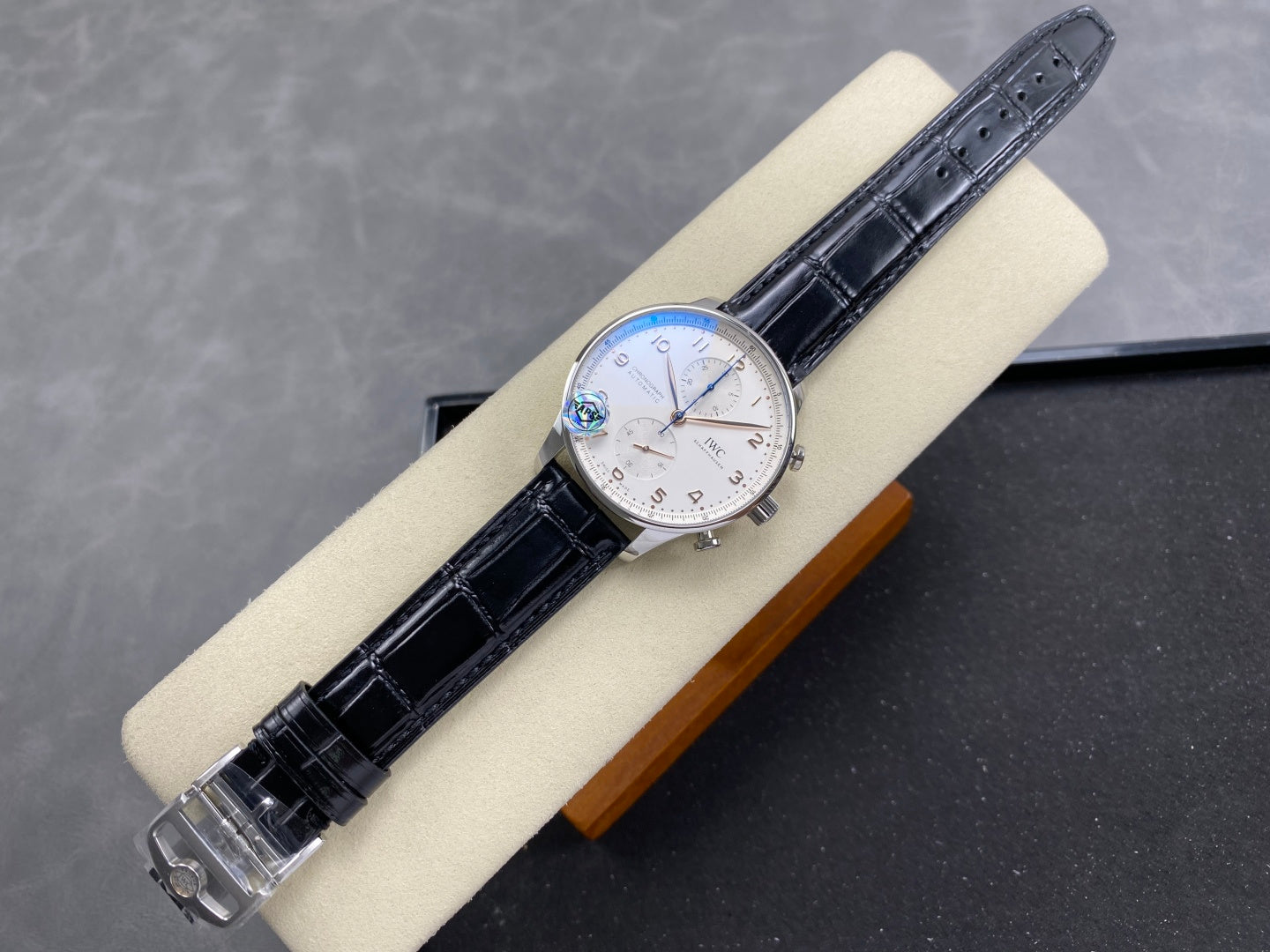 Portugieser Chrono IW371604 APSF 1:1 Best Edtion White/YG Dial on Black Leather Strap DD69355 Super Clone