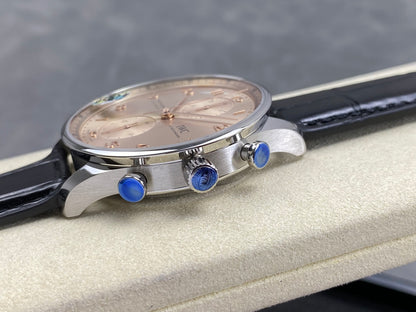 Portugieser Chrono IW371624 APSF 1:1 Best Edtion Gold Dial on Black Leather Strap DD69355 Super Clone