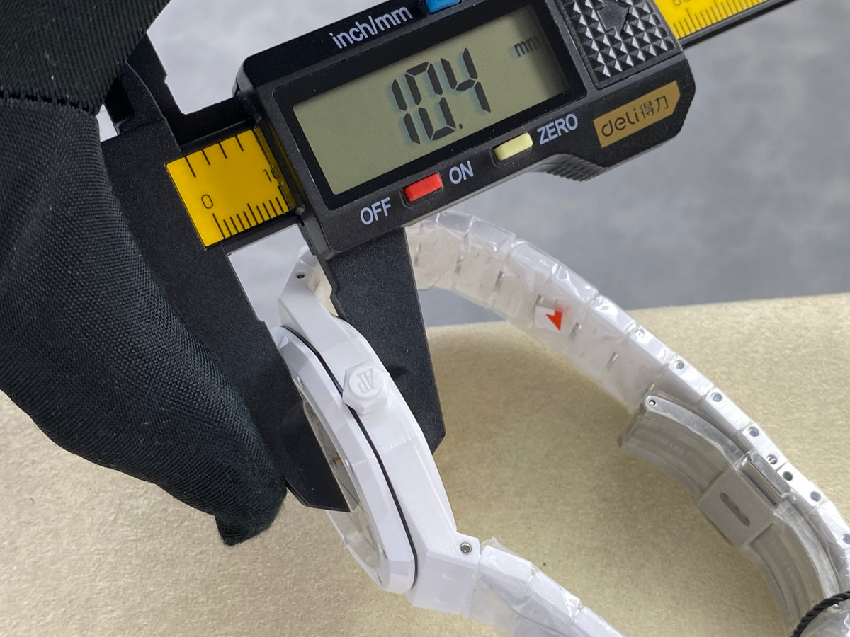 Royal Oak 41mm 15500 White Ceramic ZF White Dial on White Ceramic Bracelet SA4302 Super Clone (Free Sprung)