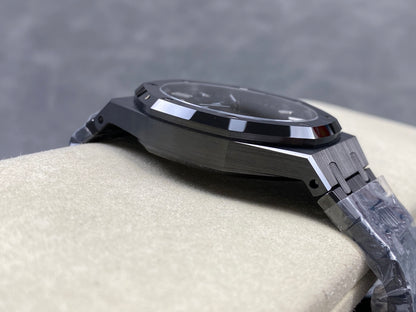 Royal Oak 41mm 15500 Black Ceramic ZF Black Dial on Black Ceramic Bracelet SA4302 Super Clone (Free Sprung)