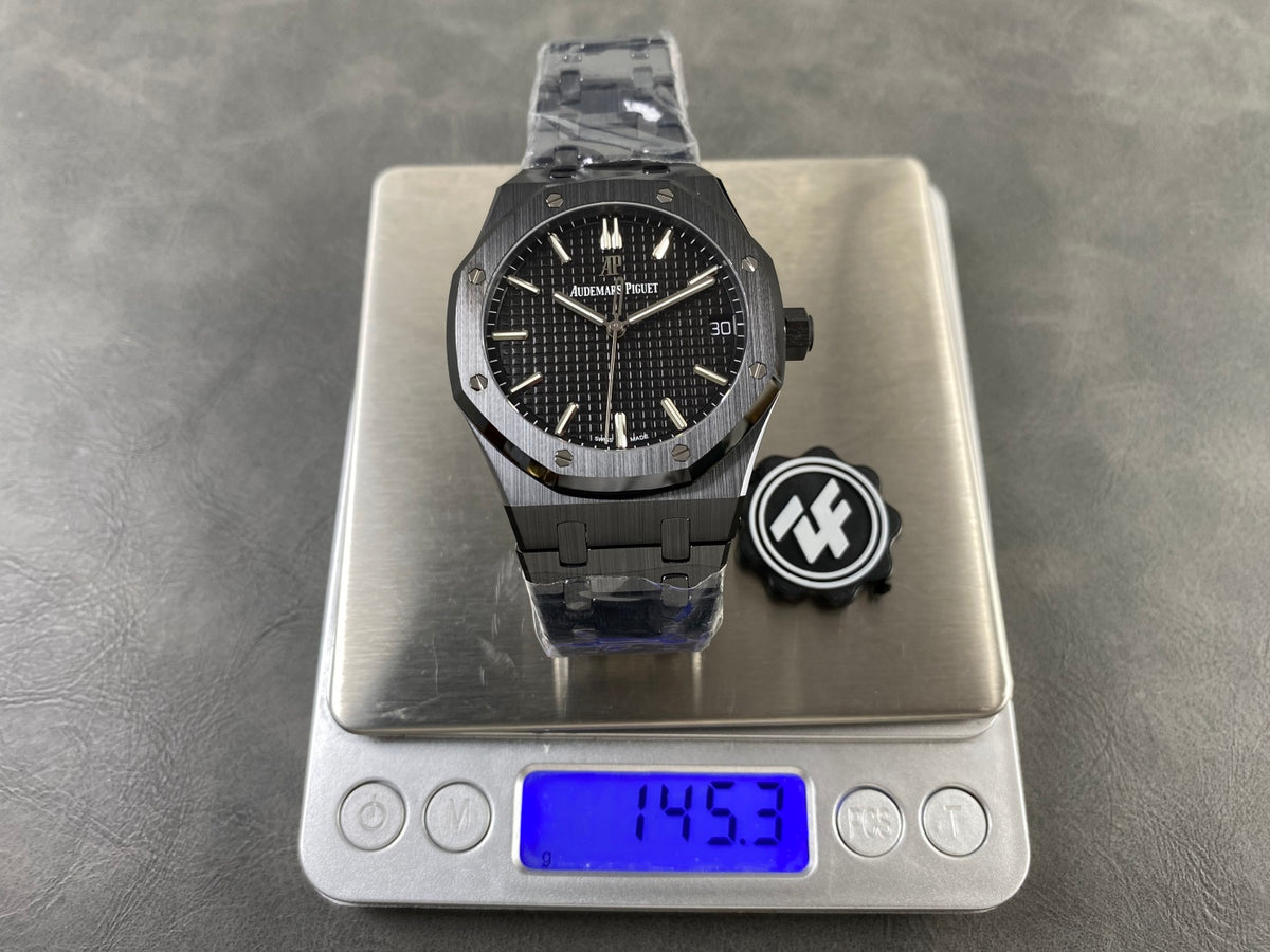 Royal Oak 41mm 15500 Black Ceramic ZF Black Dial on Black Ceramic Bracelet SA4302 Super Clone (Free Sprung)