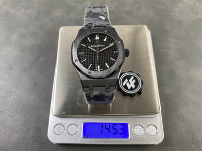 Royal Oak 41mm 15500 Black Ceramic ZF Black Dial on Black Ceramic Bracelet SA4302 Super Clone (Free Sprung)