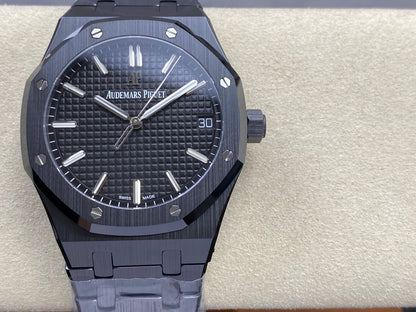 Royal Oak 41mm 15500 Black Ceramic ZF Black Dial on Black Ceramic Bracelet SA4302 Super Clone (Free Sprung)