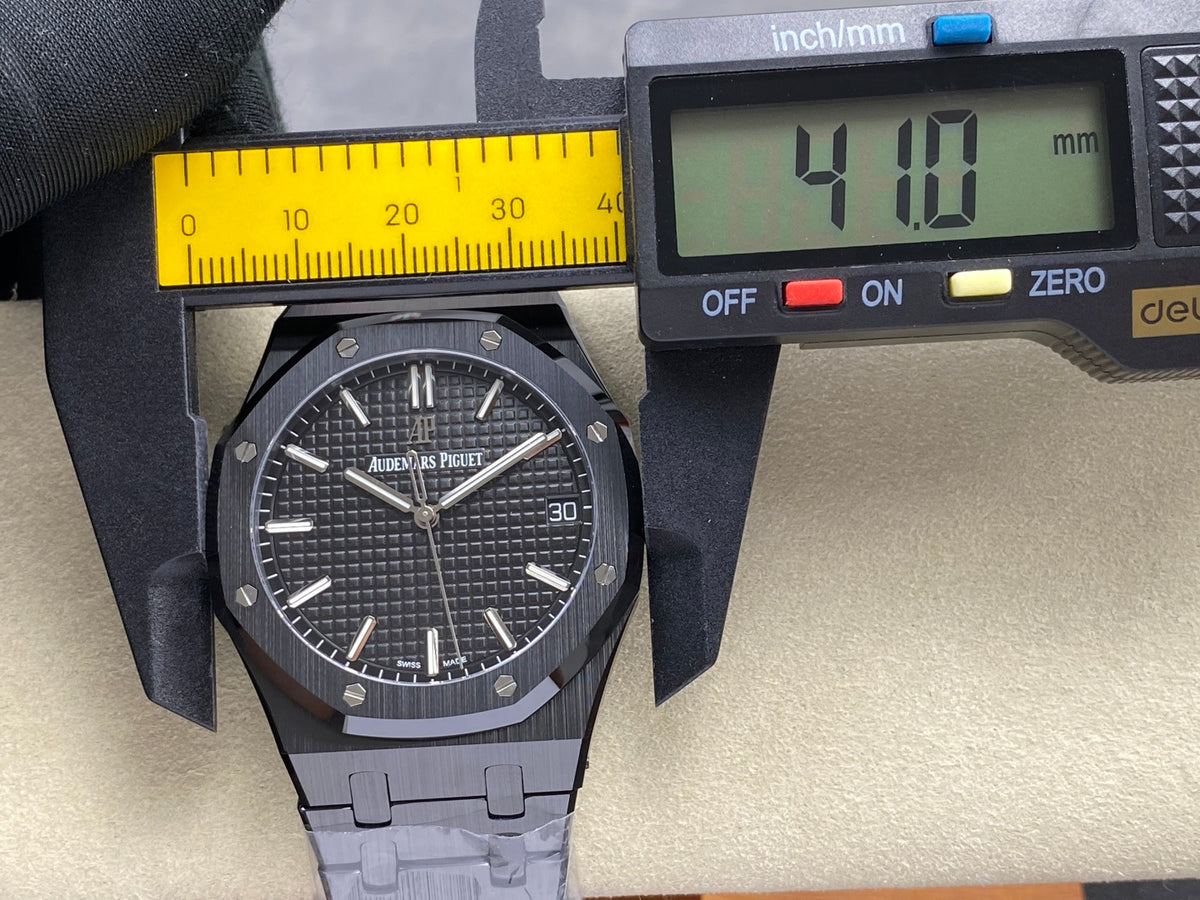 Royal Oak 41mm 15500 Black Ceramic ZF Black Dial on Black Ceramic Bracelet SA4302 Super Clone (Free Sprung)
