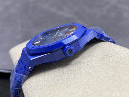 Royal Oak 41mm 15500 Blue Ceramic ZF Blue Dial on Blue Ceramic Bracelet SA4302 Super Clone (Free Sprung)