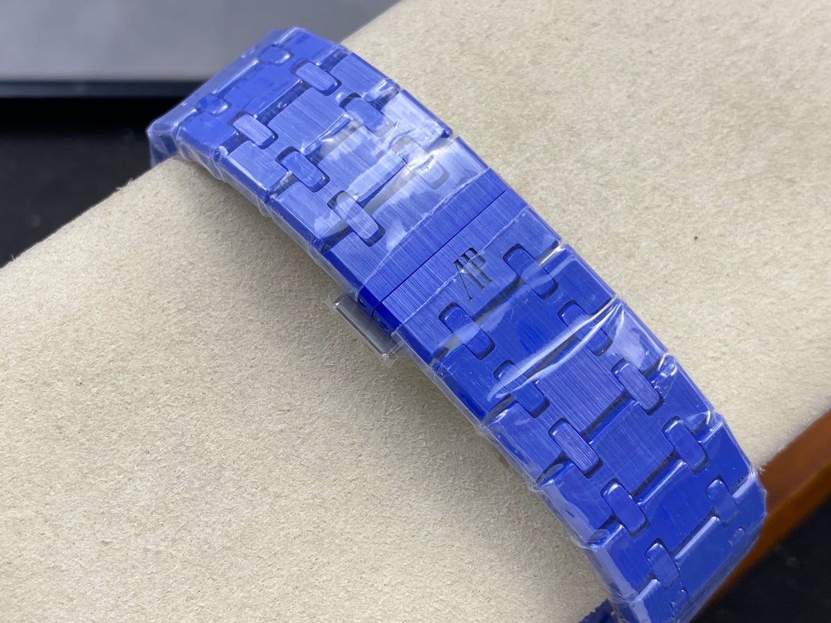 Royal Oak 41mm 15500 Blue Ceramic ZF Blue Dial on Blue Ceramic Bracelet SA4302 Super Clone (Free Sprung)