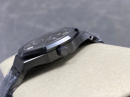 Royal Oak 41mm 15500 Black Ceramic ZF Black Dial on Black Ceramic Bracelet SA4302 Super Clone (Free Sprung)