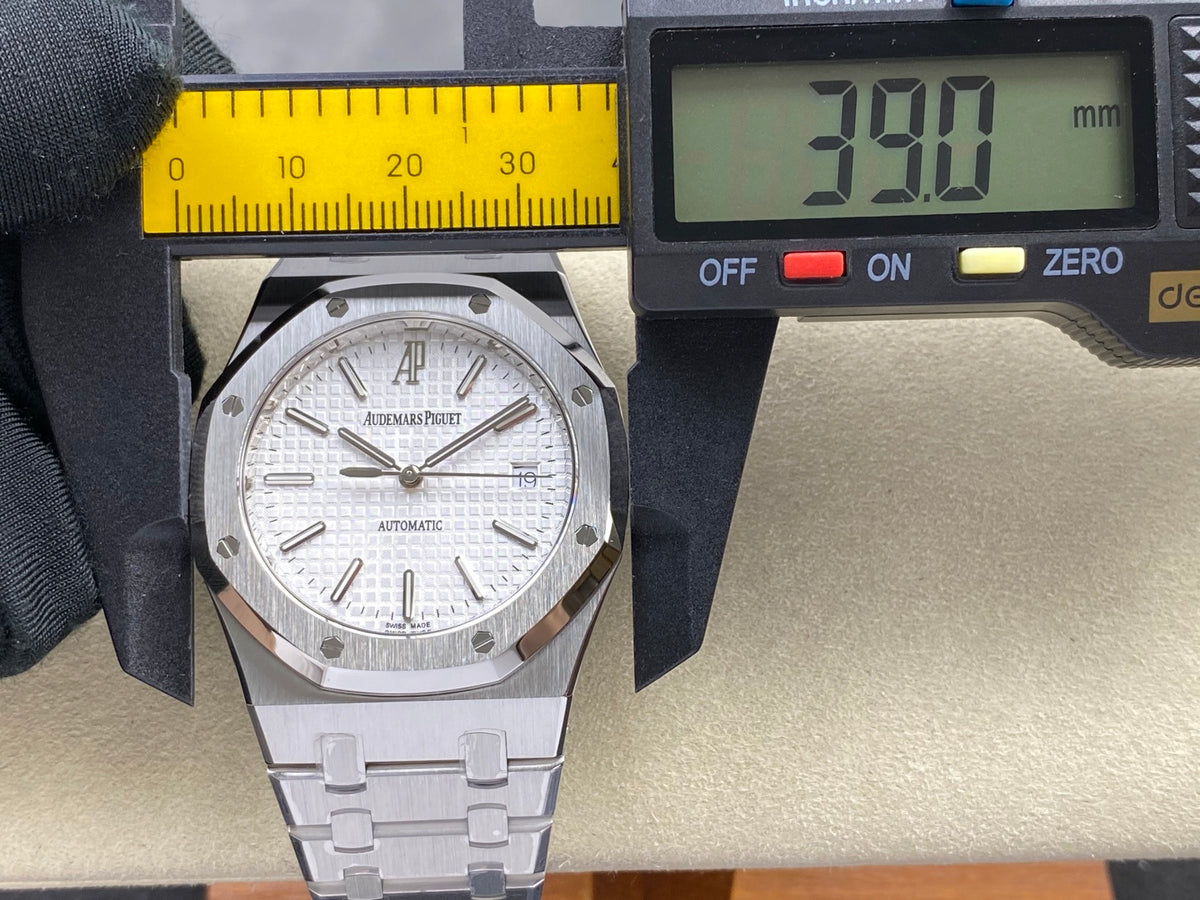 Royal Oak 39mm 15300 SS ZF 1:1 Best Edition White Textured Dial on SS Bracelet SA3120 Super Clone