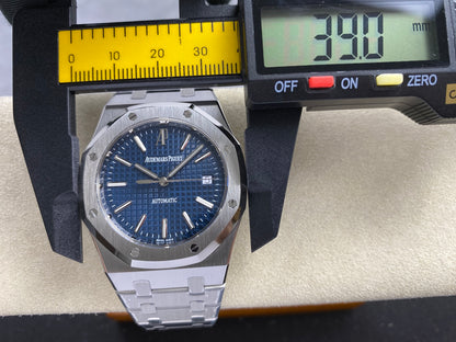 Royal Oak 39mm 15300 SS ZF 1:1 Best Edition Blue Textured Dial on SS Bracelet SA3120 Super Clone