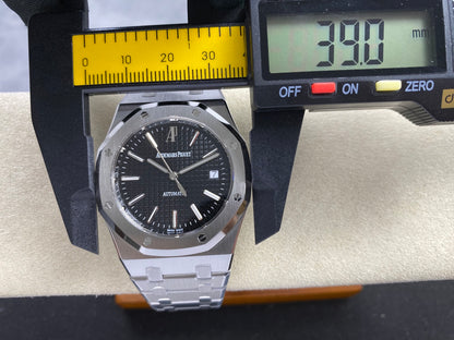 Royal Oak 39mm 15300 SS ZF 1:1 Best Edition Black Textured Dial on SS Bracelet SA3120 Super Clone