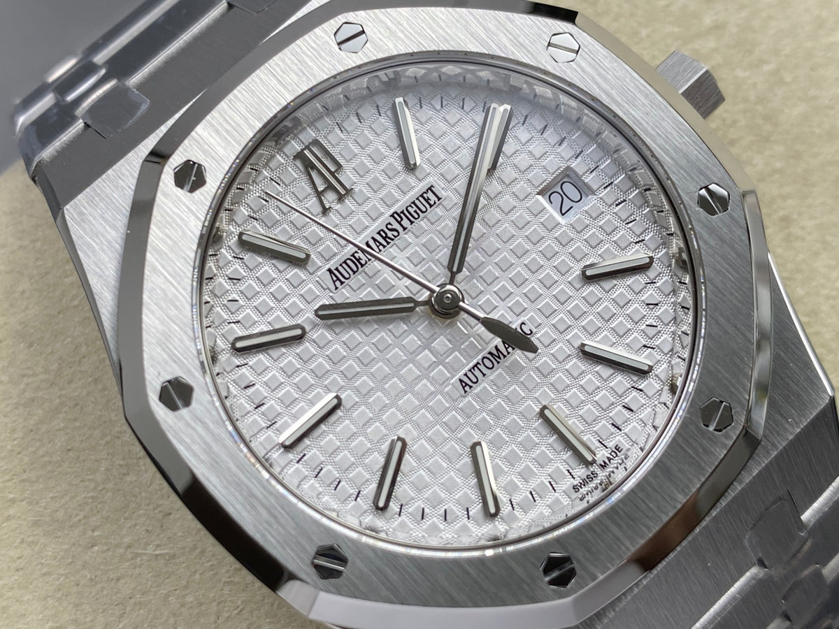 Royal Oak 39mm 15300 SS ZF 1:1 Best Edition White Textured Dial on SS Bracelet SA3120 Super Clone