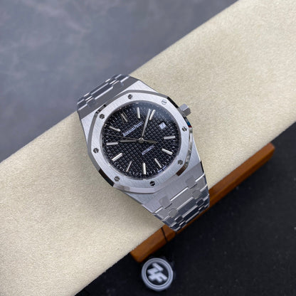 Royal Oak 39mm 15300 SS ZF 1:1 Best Edition Black Textured Dial on SS Bracelet SA3120 Super Clone