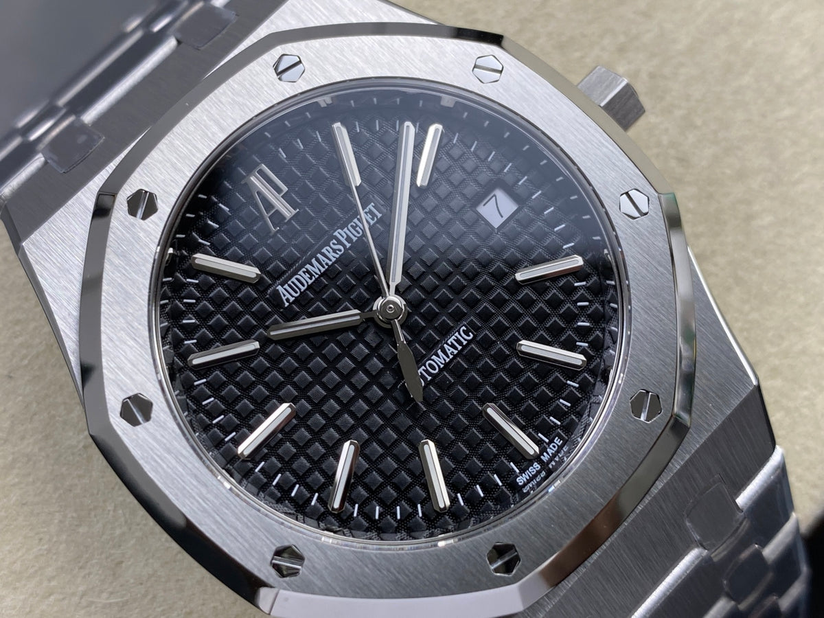 Royal Oak 39mm 15300 SS ZF 1:1 Best Edition Black Textured Dial on SS Bracelet SA3120 Super Clone