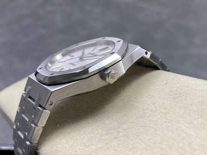 Royal Oak 39mm 15300 SS ZF 1:1 Best Edition White Textured Dial on SS Bracelet SA3120 Super Clone