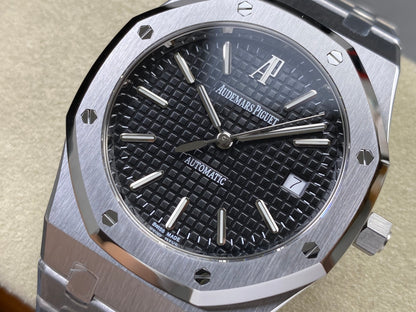 Royal Oak 39mm 15300 SS ZF 1:1 Best Edition Black Textured Dial on SS Bracelet SA3120 Super Clone