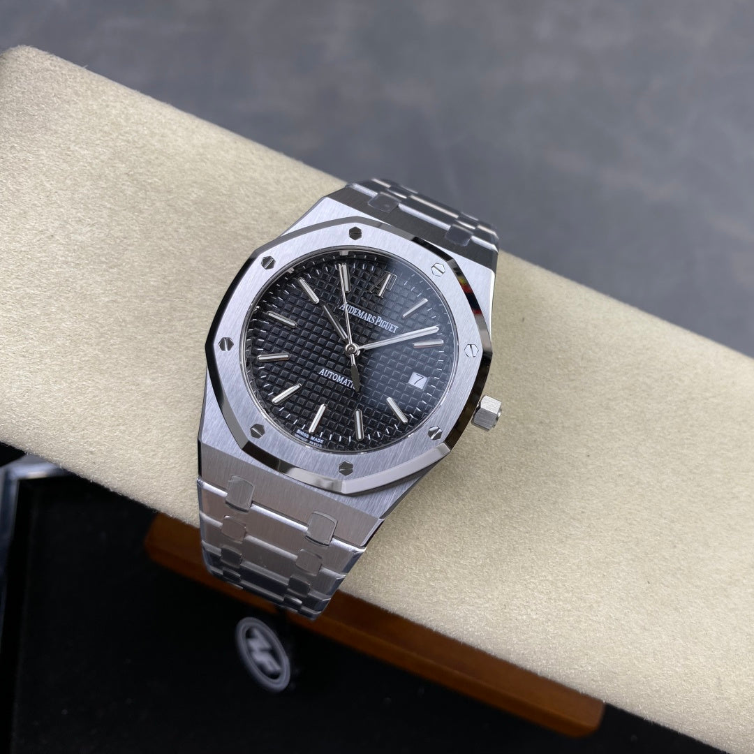 Royal Oak 39mm 15300 SS ZF 1:1 Best Edition Black Textured Dial on SS Bracelet SA3120 Super Clone