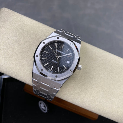 Royal Oak 39mm 15300 SS ZF 1:1 Best Edition Black Textured Dial on SS Bracelet SA3120 Super Clone