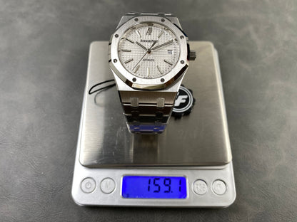 Royal Oak 39mm 15300 SS ZF 1:1 Best Edition White Textured Dial on SS Bracelet SA3120 Super Clone