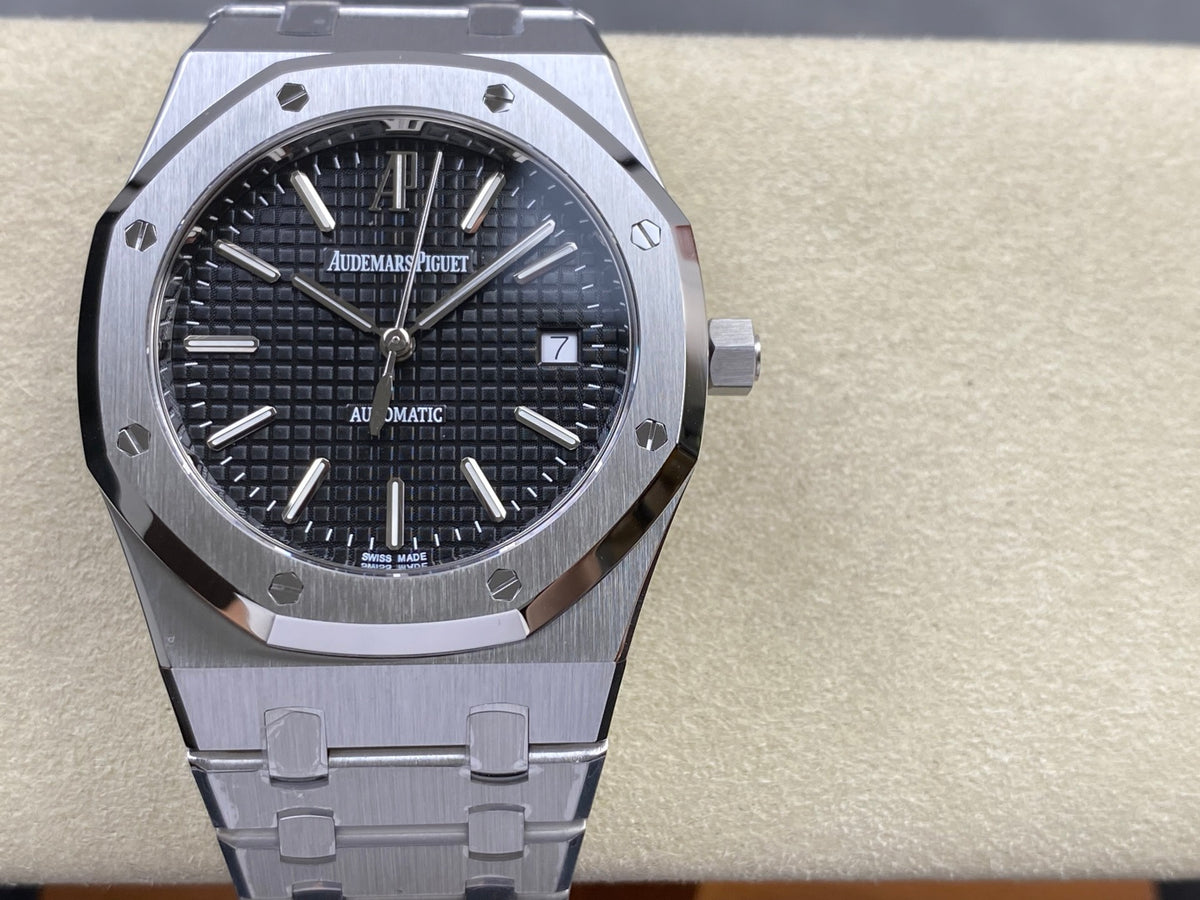 Royal Oak 39mm 15300 SS ZF 1:1 Best Edition Black Textured Dial on SS Bracelet SA3120 Super Clone