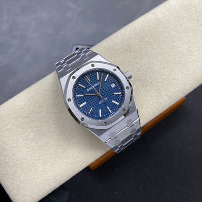 Royal Oak 39mm 15300 SS ZF 1:1 Best Edition Blue Textured Dial on SS Bracelet SA3120 Super Clone