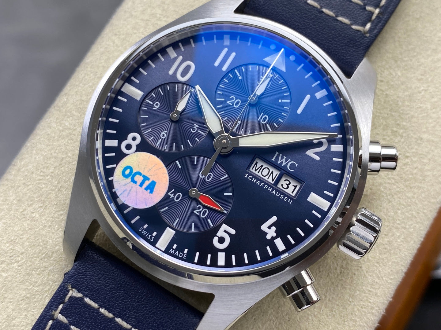 Pilot Chrono IW388101 OCTA 1:1 Best Edition Blue Dial on Blue Leather Strap 69385 Super Clone