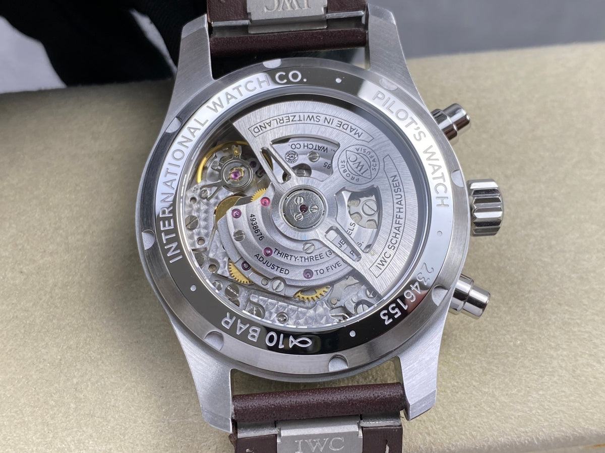 Pilot Chrono IW388103 OCTA 1:1 Best Edition Green Dial on Brown Leather Strap 69385 Super Clone