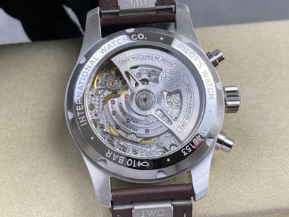 Pilot Chrono IW388103 OCTA 1:1 Best Edition Green Dial on Brown Leather Strap 69385 Super Clone