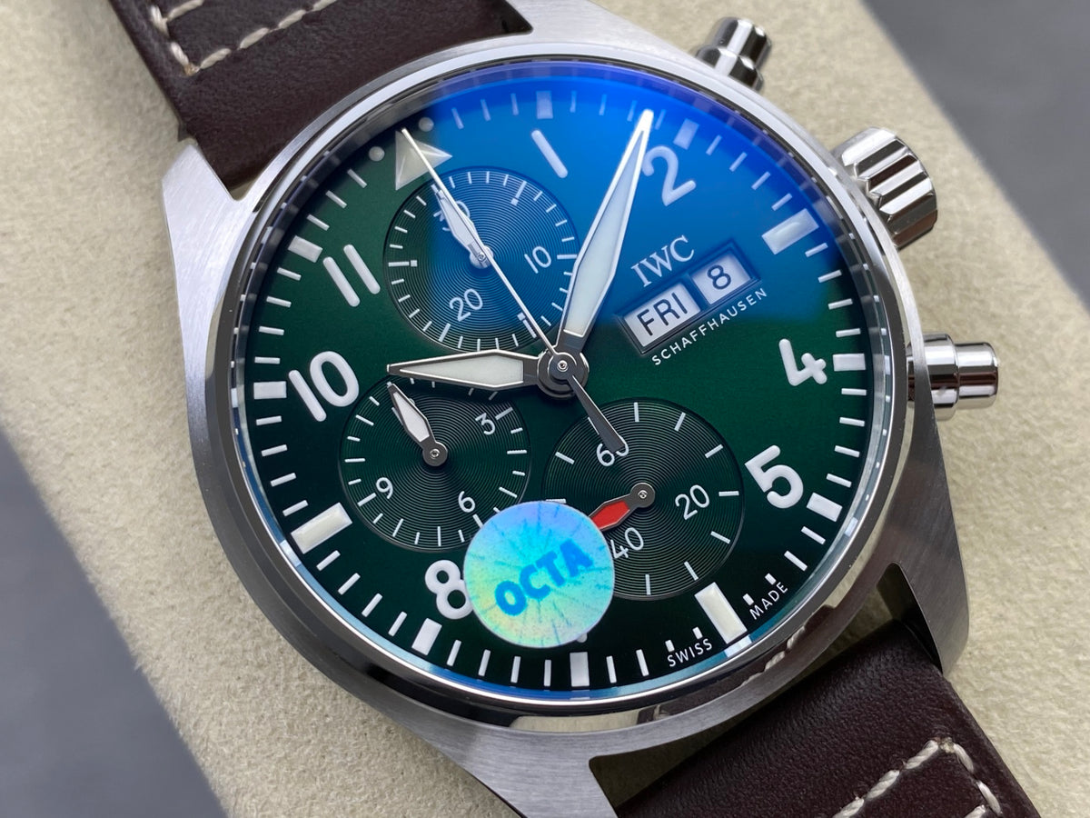 Pilot Chrono IW388103 OCTA 1:1 Best Edition Green Dial on Brown Leather Strap 69385 Super Clone