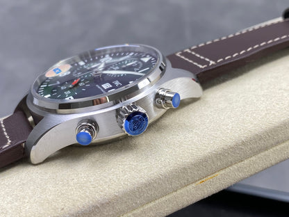 Pilot Chrono IW388103 OCTA 1:1 Best Edition Green Dial on Brown Leather Strap 69385 Super Clone