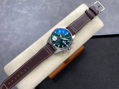 Pilot Chrono IW388103 OCTA 1:1 Best Edition Green Dial on Brown Leather Strap 69385 Super Clone