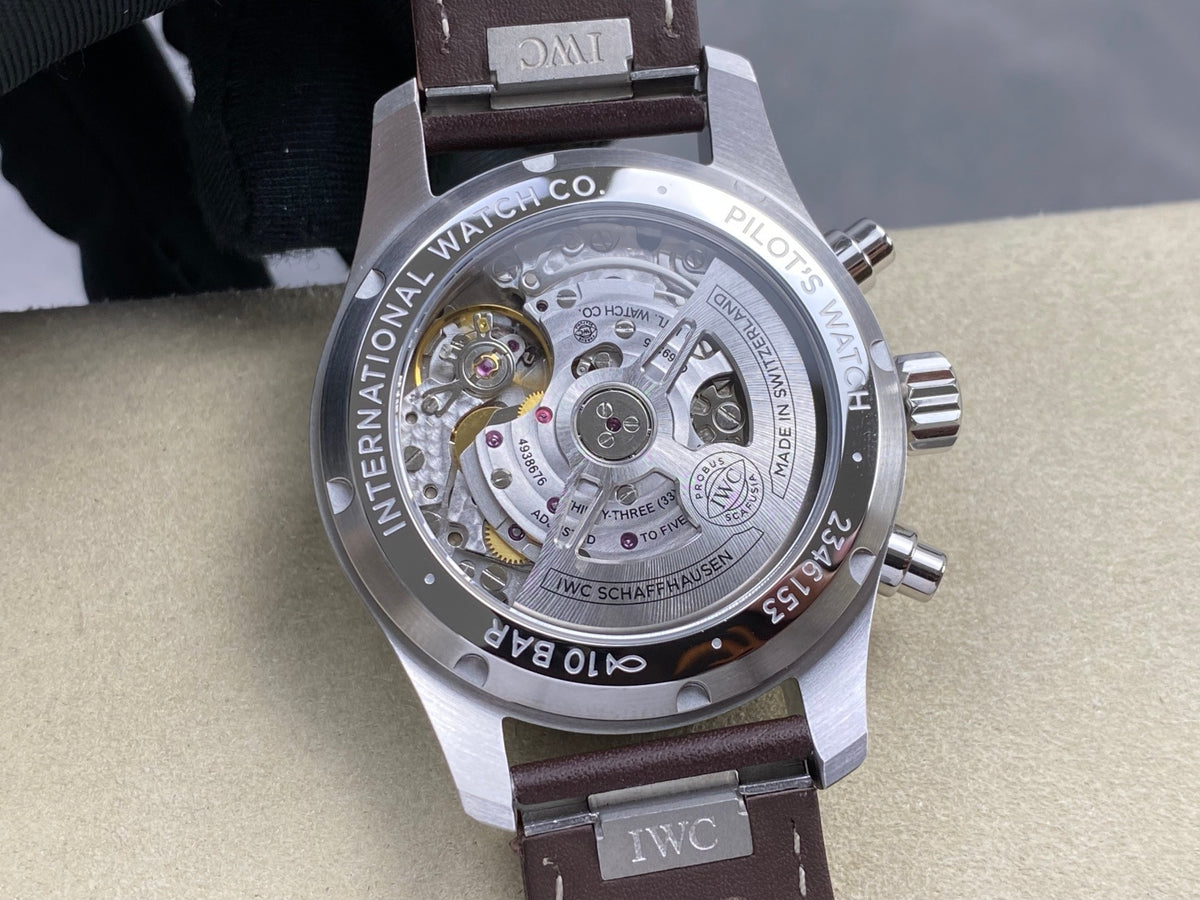 Pilot Chrono IW388103 OCTA 1:1 Best Edition Green Dial on Brown Leather Strap 69385 Super Clone