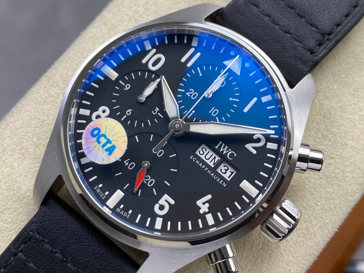 Pilot Chrono IW388111 OCTA 1:1 Best Edition Black Dial on Black Leather Strap 69385 Super Clone