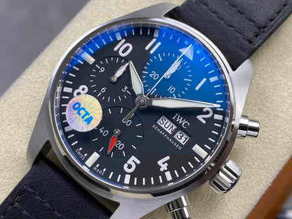 Pilot Chrono IW388111 OCTA 1:1 Best Edition Black Dial on Black Leather Strap 69385 Super Clone