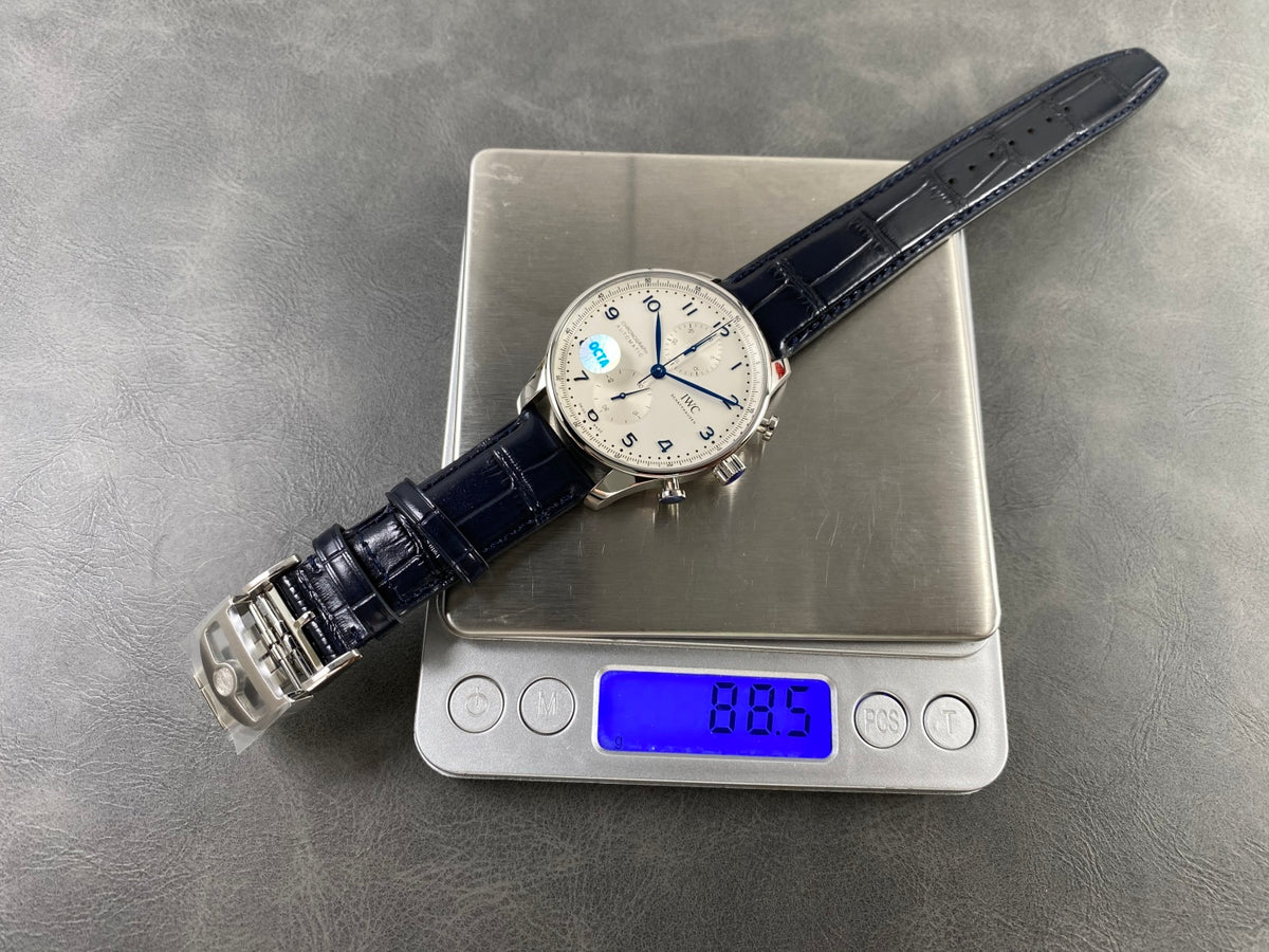Portugieser Chrono IW371605 OCTA 1:1 Best Edition White/Blue Dial on Blue Leather Strap DD69355 Super Clone