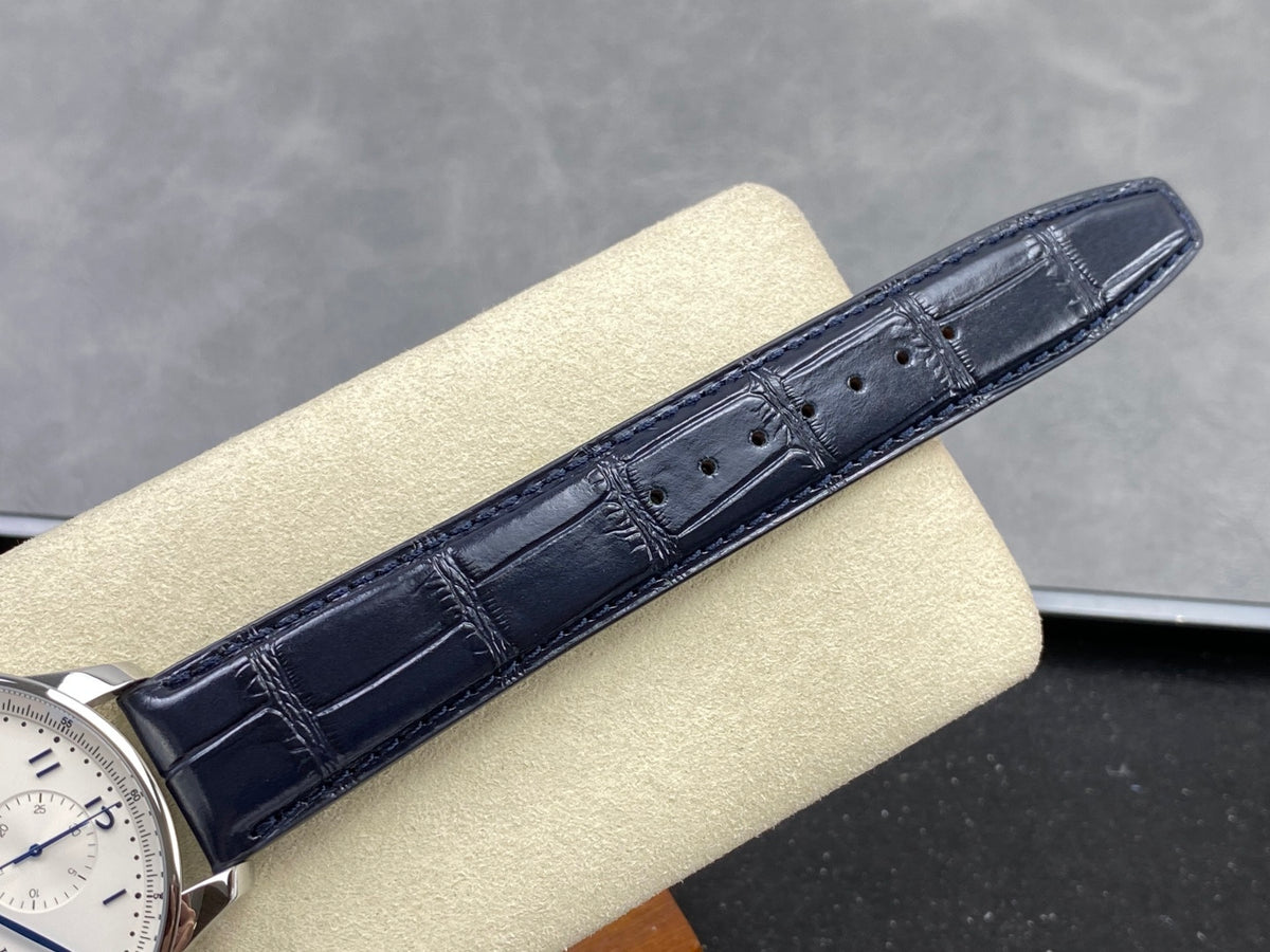 Portugieser Chrono IW371605 OCTA 1:1 Best Edition White/Blue Dial on Blue Leather Strap DD69355 Super Clone