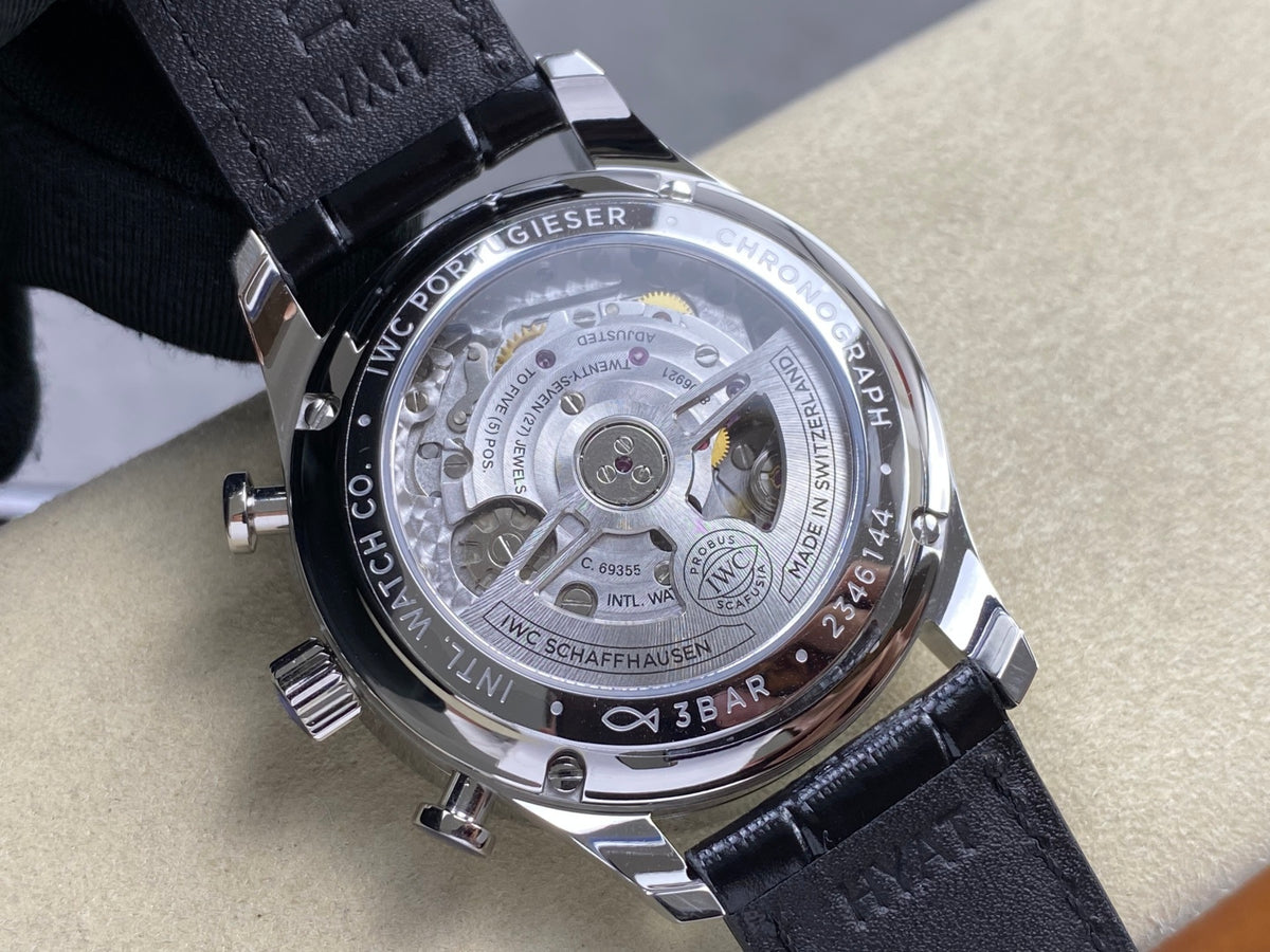 Portugieser Chrono IW371606 OCTA 1:1 Best Edition Blue Dial on Black Leather Strap DD69355 Super Clone
