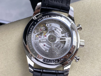 Portugieser Chrono IW371606 OCTA 1:1 Best Edition Blue Dial on Black Leather Strap DD69355 Super Clone