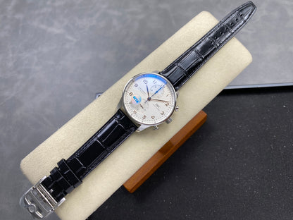 Portugieser Chrono IW371604 OCTA 1:1 Best Edition White/YG Dial on Black Leather Strap DD69355 Super Clone